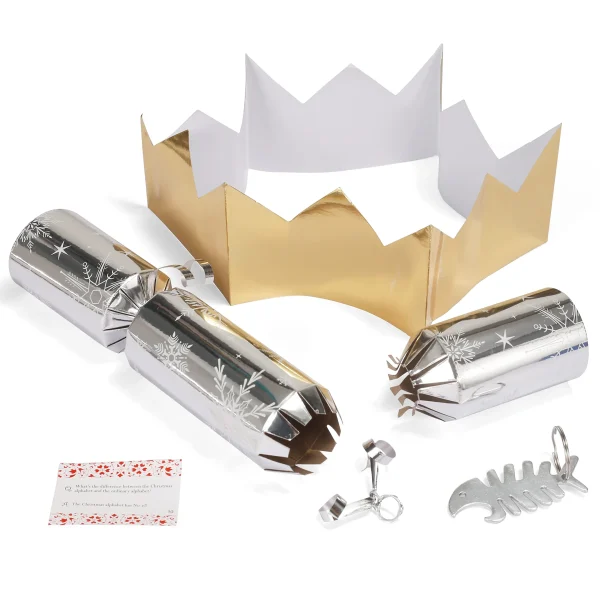 12pcs Silver Snowflakes Christmas Party Crackers 5 12pcs Silver Snowflakes Christmas Party Crackers - Image 3