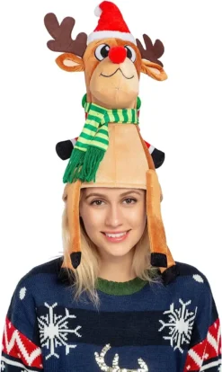 Cute And Festive Santa Riding A Reindeer Christmas Hat -Christmas Favors Shop Christmas Reindeer Hat 2