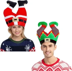 2pcs Santa And Elf Pants Christmas Hats