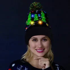 Adult Christmas LED Light Up Knit Cap Beanie -Christmas Favors Shop Christmas Tree Knitted Lit up Beanie 2 result
