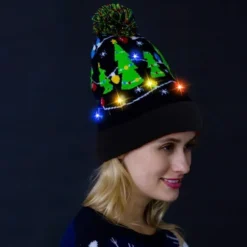 Adult Christmas LED Light Up Knit Cap Beanie -Christmas Favors Shop Christmas Tree Knitted Lit up Beanie 3 result