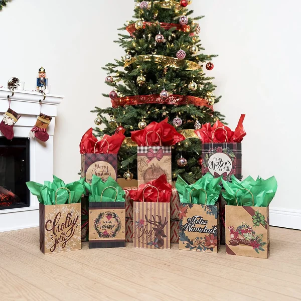 24pcs Vintage Style Kraft Paper Christmas Gift Bags 3 24pcs Vintage Style Kraft Paper Christmas Gift Bags