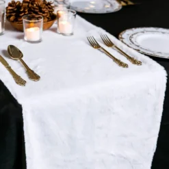 Faux Fur Christmas White Table Runner 15in X 72in