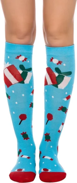5pcs Women Christmas Patterned Knee High Socks 10 5pcs Women Christmas Patterned Knee High Socks -Christmas Favors Shop Christmas Women Knee High Socks 5 Pairs 3 result