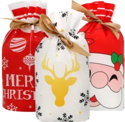 60pcs Plastic Drawstring Christmas Gift Bags 13 60pcs Plastic Drawstring Christmas Gift Bags -Christmas Favors Shop Christmas X Large Candy Bags 60 Pcs 6 result 600x587 1