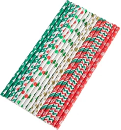 200pcs Colorful Disposable Christmas Paper Straws -Christmas Favors Shop Colorful Disposable Drinking Paper Straws 3 result 600x647 1