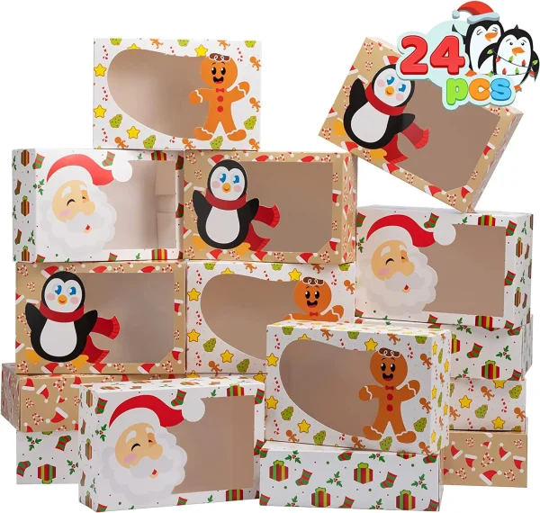 24pcs Christmas Cookie Boxes With Window 4 24pcs Christmas Cookie Boxes With Window - Image 2