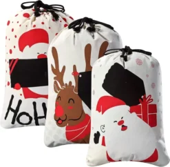 3pcs Personalized Christmas Burlap Drawstring Bags -Christmas Favors Shop Drawstring Burlap Santa Sacks 3 Pcs 3 result 600x588 1