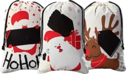 3pcs Personalized Christmas Burlap Drawstring Bags -Christmas Favors Shop Drawstring Burlap Santa Sacks 3 Pcs 4 result 600x353 1