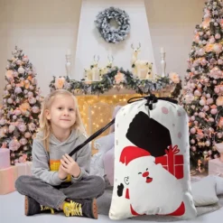 3pcs Personalized Christmas Burlap Drawstring Bags -Christmas Favors Shop Drawstring Burlap Santa Sacks 3 Pcs 6 result 600x600 1