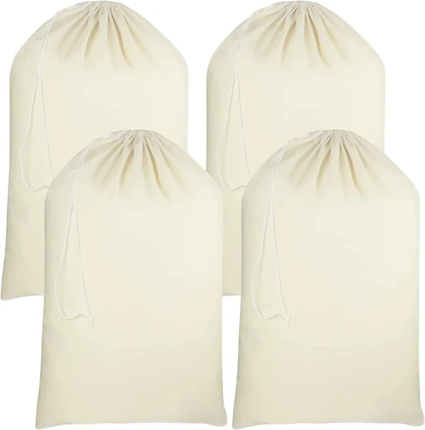 4pcs Extra Large Natural Cotton Christmas Canvas Laundry Bg 4 4pcs Extra Large Natural Cotton Christmas Canvas Laundry Bg - Image 2