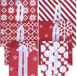 6Pcs Geometric Red Fabric Gift Bags -Christmas Favors Shop Geometric Red Fabric Gift Bags 6 Pcs 3 result 600x598 1