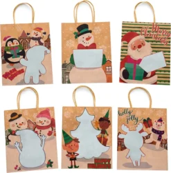 18pcs Christmas Kraft Paper Gift Bags -Christmas Favors Shop Gift Bags with 18 Wooden Pens 18 Pcs 3 result 600x610 1