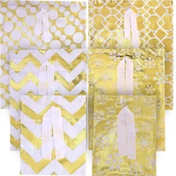6pcs Gold Drawstring Fabric Gift Bags -Christmas Favors Shop Golden Fabric Gift Bags 6 Pcs 4 result 600x599 1