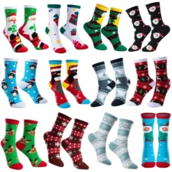 12pcs Soft Cotton Warm Christmas Socks