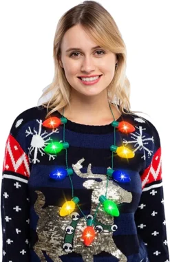 12pcs LED Light Up Christmas Bulb Necklace Accessories -Christmas Favors Shop Light Up Bulb Necklace 12 Pcs 4 result