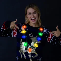 12pcs LED Light Up Christmas Bulb Necklace Accessories -Christmas Favors Shop Light Up Bulb Necklace 12 Pcs 6 result