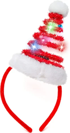 2pcs Christmas Lighted Necklace And Santa Hat Headband 10 2pcs Christmas Lighted Necklace And Santa Hat Headband -Christmas Favors Shop Light up Headband With Led Bulb Necklace 3 result