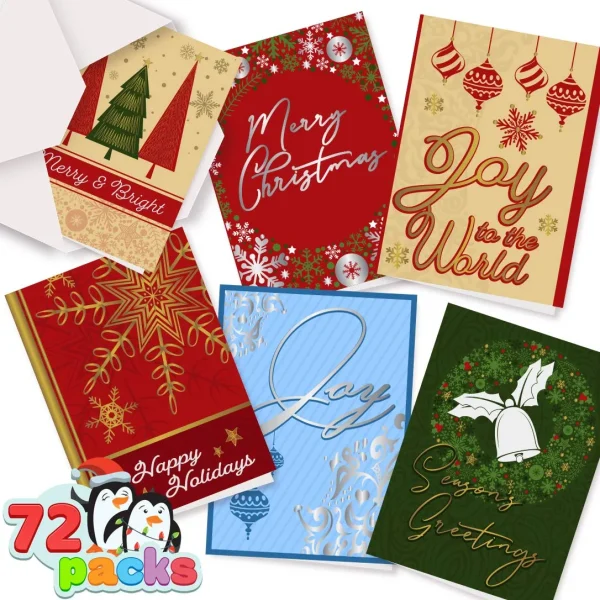 72pcs Foil Merry Christmas Greeting Card 4 72pcs Foil Merry Christmas Greeting Card - Image 2