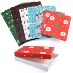 12pcs Assorted Sizes Christmas Paper Gift Boxes With Lids