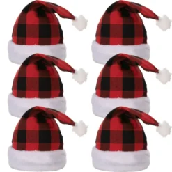 6pcs Plaid Christmas Hats