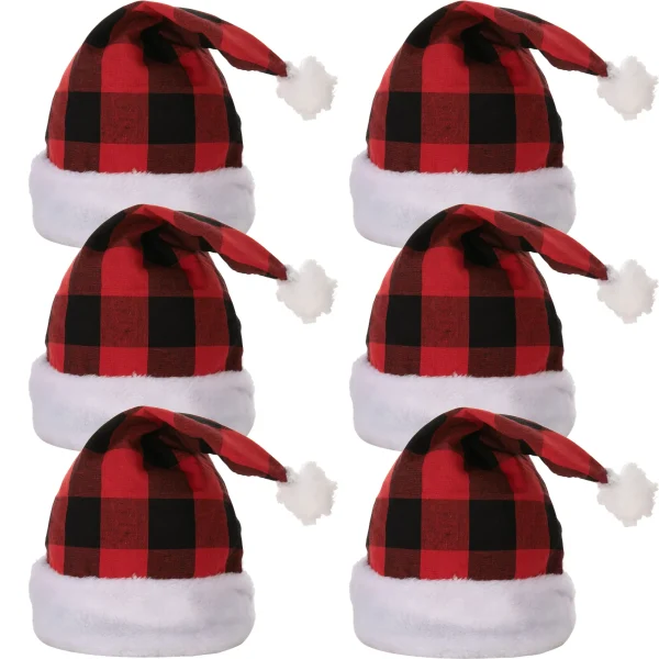 6pcs Plaid Christmas Hats 2 6pcs Plaid Christmas Hats