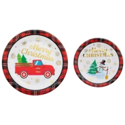 Christmas Paper Plates And Napkins Set -Christmas Favors Shop Plaid Paper Plates and Napkins Set 3 result 600x600 1
