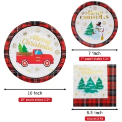 Christmas Paper Plates And Napkins Set -Christmas Favors Shop Plaid Paper Plates and Napkins Set 5 result 600x600 1
