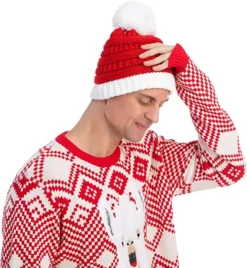 Red Christmas Beanie Winter Hat -Christmas Favors Shop Red Christmas Beanie 5 result