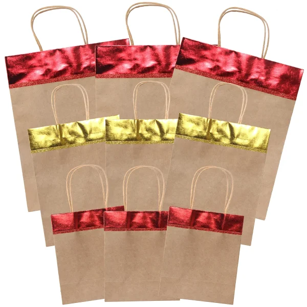 18pcs Red And Gold Christmas Kraft Gift Bags 4 18pcs Red And Gold Christmas Kraft Gift Bags - Image 2