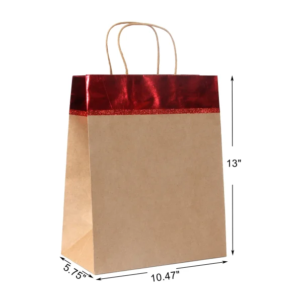 18pcs Red And Gold Christmas Kraft Gift Bags 6 18pcs Red And Gold Christmas Kraft Gift Bags - Image 4