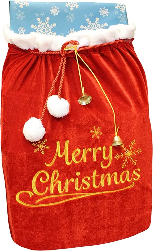 Christmas Santa Sack With Cord Drawstring 4 Christmas Santa Sack With Cord Drawstring - Image 2
