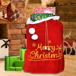 Christmas Santa Sack With Cord Drawstring