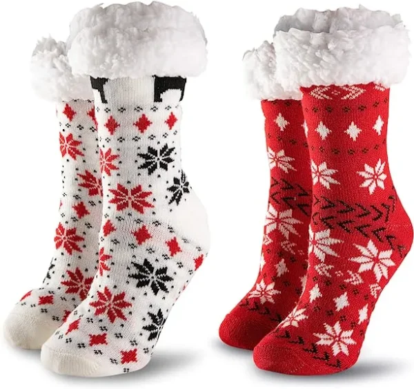 2pcs Women's Fleece Lining Soft Slipper Socks 4 2pcs Women's Fleece Lining Soft Slipper Socks - Image 2