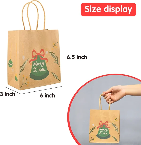 32pcs Kraft Christmas Small Gift Bags 6 32pcs Kraft Christmas Small Gift Bags - Image 4