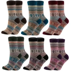 6pcs Womens Christmas Wool Winter Socks