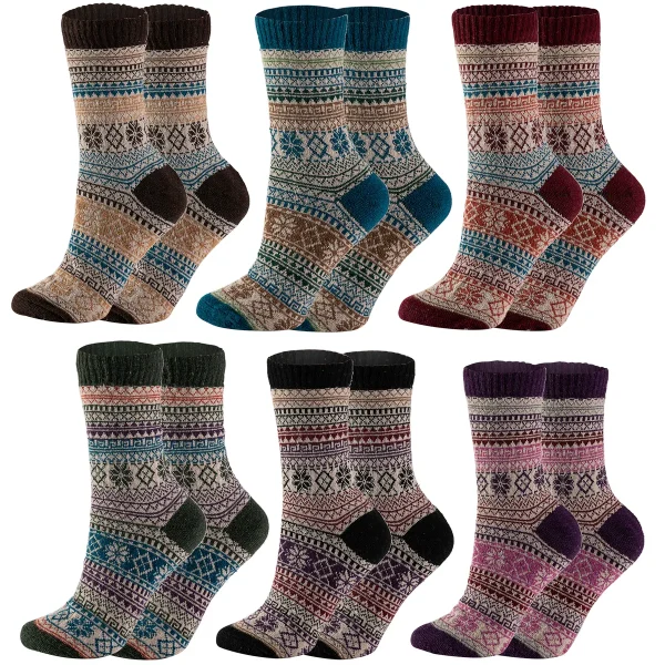 6pcs Womens Christmas Wool Winter Socks 3 6pcs Womens Christmas Wool Winter Socks