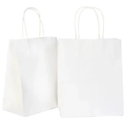 90pcs Christmas White Paper Bags With Handles