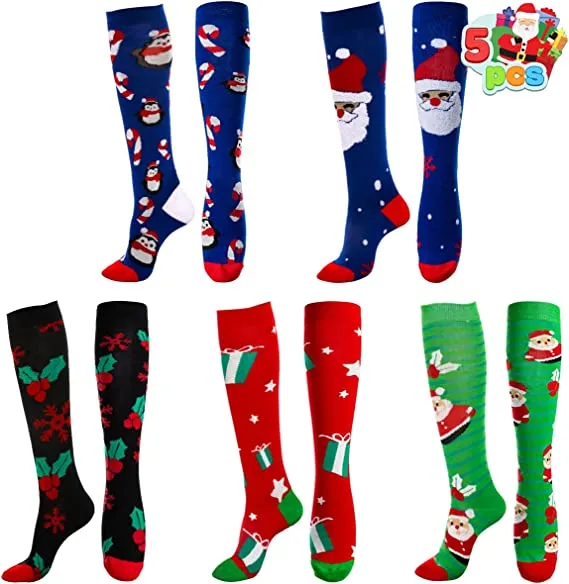 5pcs Womens Christmas High Socks 4 5pcs Womens Christmas High Socks - Image 2