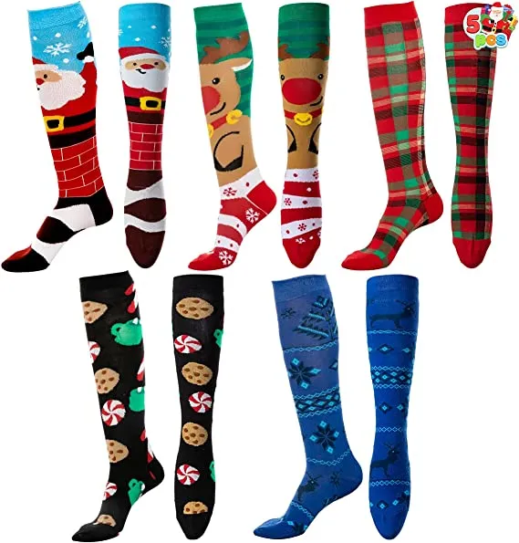 5pcs Womens Christmas Knee High Socks Pattern 4 5pcs Womens Christmas Knee High Socks Pattern - Image 2