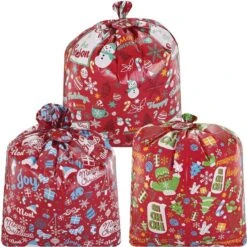 6pcs Jumbo Christmas Gift Bags With Ties And Gift Tags